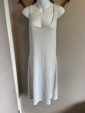 Vintage Ralph Lauren Silver Shimmer Sequin Hem Midi Dress L